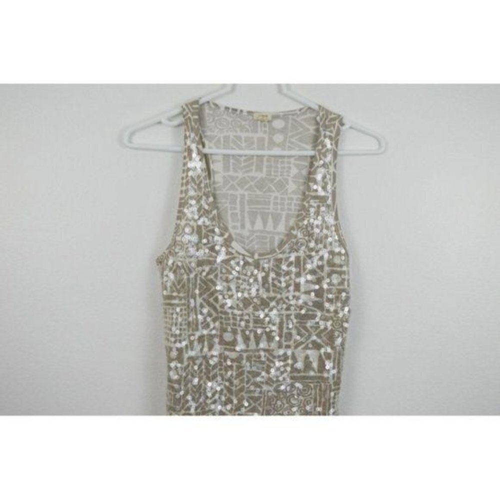 J Crew XS Shirt Clear Sequin Tank Top Tribal